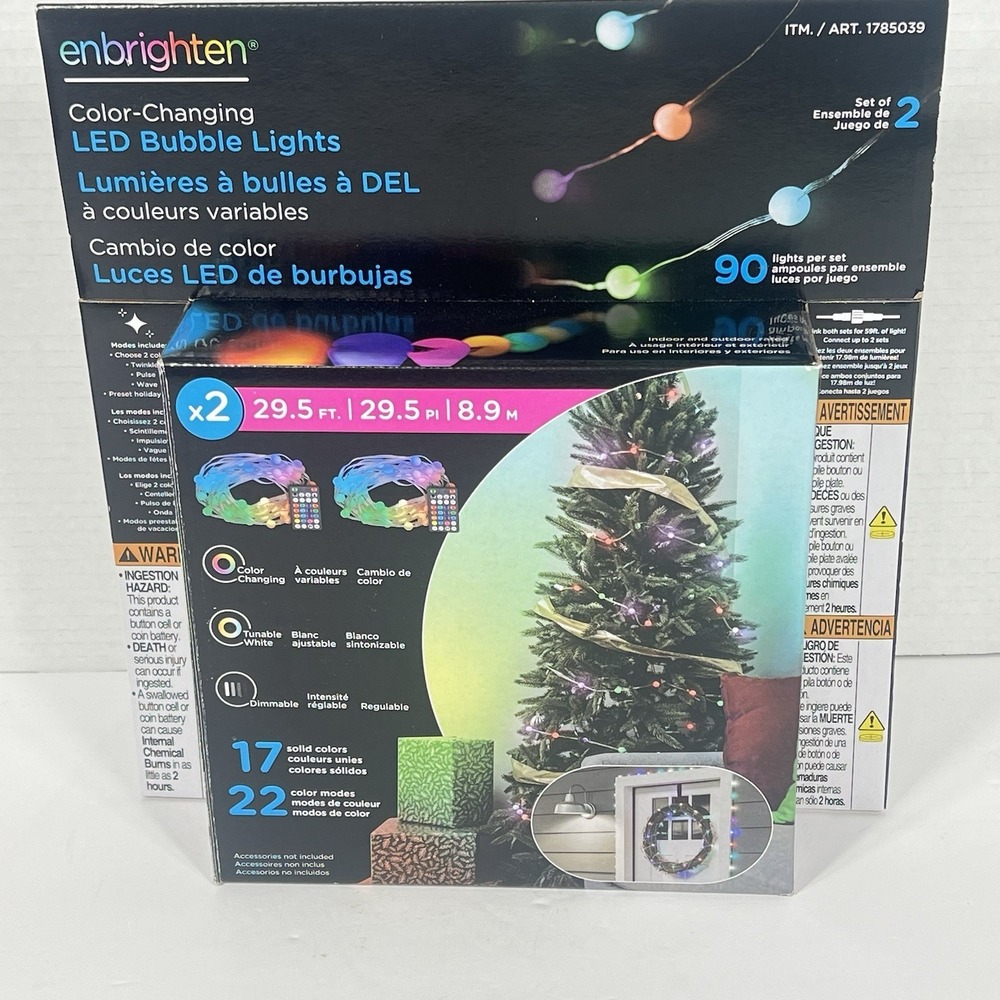 Enbrighten LED Color Changing Bubble Lights 2x29.5ft w/Remote  NEW